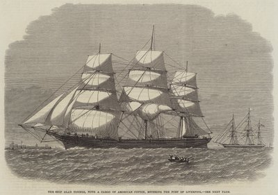 The Ship Glad Tidings, with a Cargo of American Cotton, entering the Port of Liverpool by English School