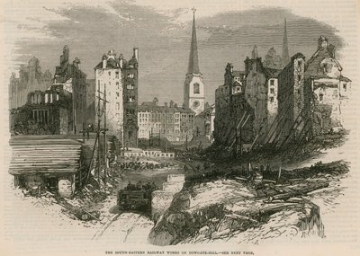 The South-Eastern Railway works on Dowgate Hill, London by English School