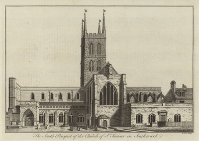 The South Prospect of the Church of St Saviour in Southwark by English School