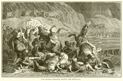 The Spartan Phalanx against the Thracians by English School