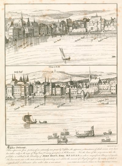 The Strand, London, from the River Thames in the 17th century by English School