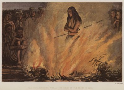 The Sukia Medicine Woman Unharmed in the Midst of Fire by English School