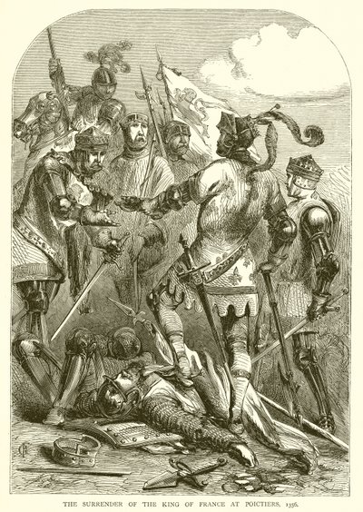 The Surrender of the King of France at Poictiers, 1356 by English School