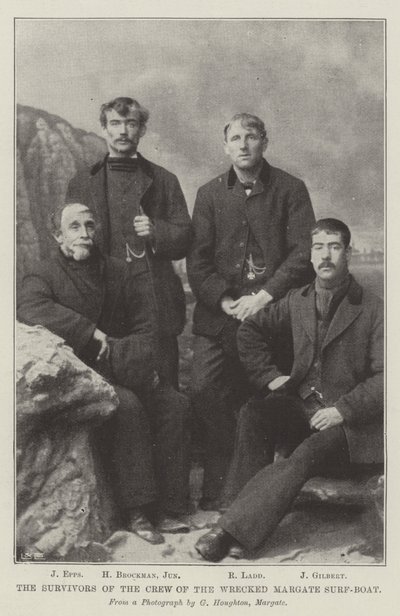 The Survivors of the Crew of the Wrecked Margate Surf-Boat (engraving) by English School