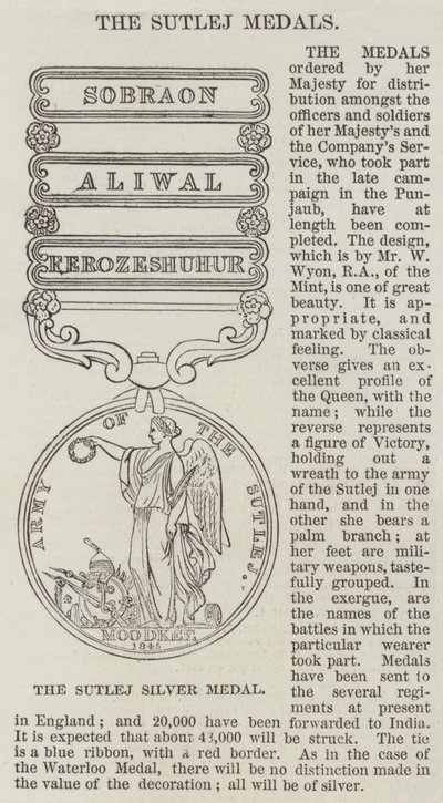 The Sutlej Medals by English School