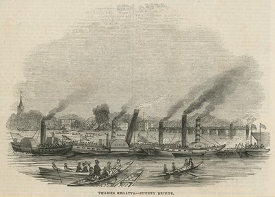 The Thames Regatta at Putney Bridge by English School