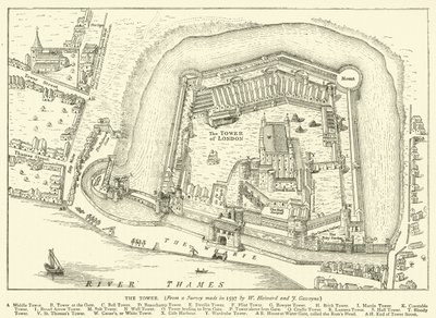 The Tower, from a survey made in 1597 by W Haiward and J Gascoyne by English School
