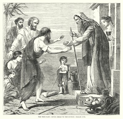 The True Fast, Giving Bread to the Hungry, Isaiah LVIII (engraving) by English School