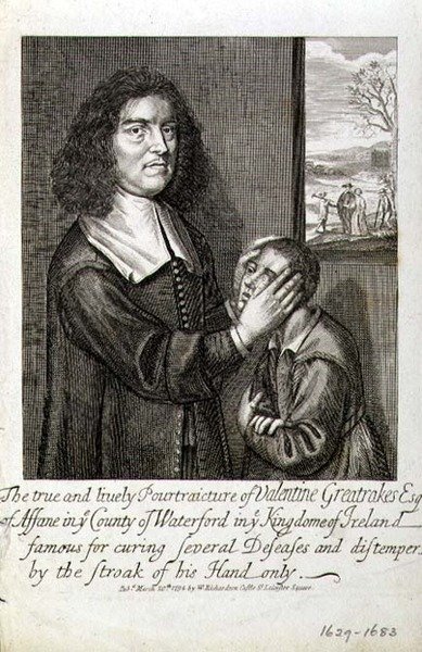 The True and Lively Caricature of Valentine Greatrakes Esq. by English School