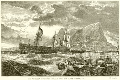 The Victory Towed into Gibraltar After the Battle of Trafalgar by English School