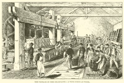 The Vintage in the Champagne: A Wine-Press at Work by English School