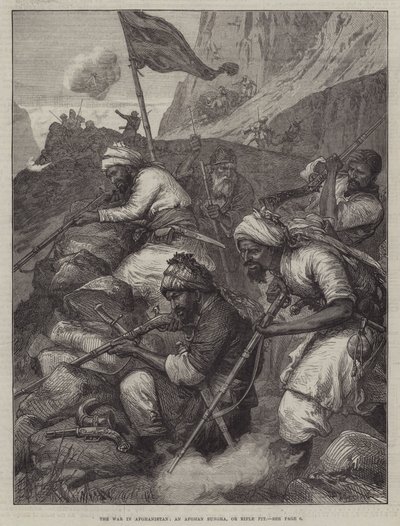 The War in Afghanistan, an Afghan Sungha, or Rifle Pit by English School