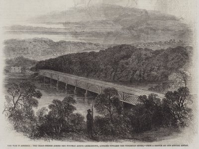 The War in America, the Chain-Bridge across the Potomac above Georgetown, looking towards the Virginia Shore by English School