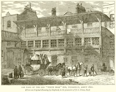 The Yard of the Old White Bear Inn, Piccadilly, about 1820 by English School