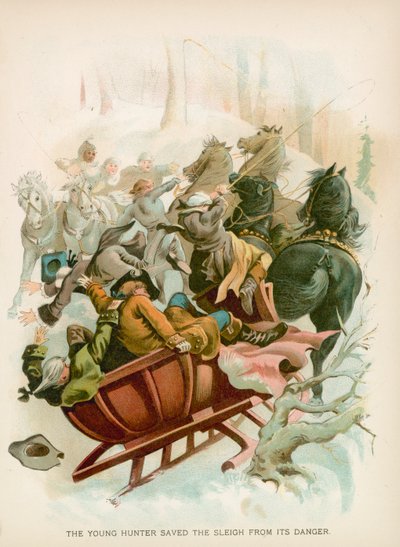 The Young Hunter Saved the Sleigh from Its Danger by English School