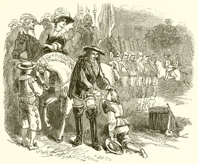The Young John Churchill Soliciting a Commission in One of the Royal Regiments by English School