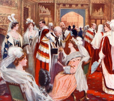 The Anteroom of the House of Peers Before the State Opening of Parliament by English School