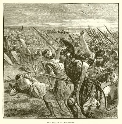 The Battle of Marathon by English School
