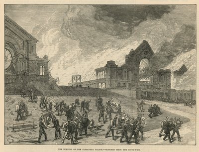 The Burning of Alexandra Palace by English School