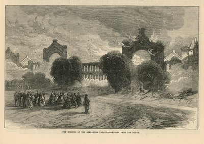 The Burning of Alexandra Palace by English School
