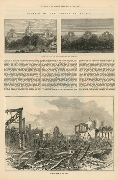 The Burning of Alexandra Palace by English School