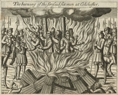 The Burning of the Foresaid Six Men at Colchester by English School