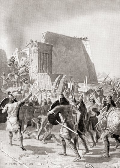 The capture of Memphis, Egypt by the Assyrian king Esarhaddon, 671 BC, from Hutchinson