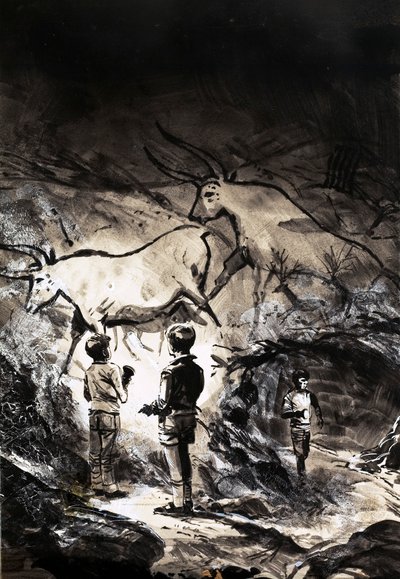 The cave paintings of Lascaux near Montignac in France by English School