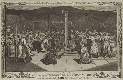 The ceremony of weighing the Great Mogul on his birthday by English School
