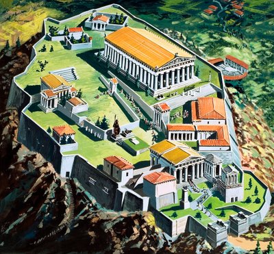 The City of Athens in Ancient Greece by English School