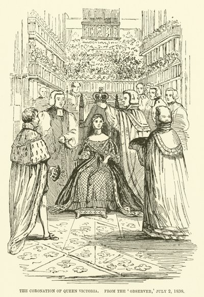 The Coronation of Queen Victoria, from the Observer, 2 July 1838 (engraving) by English School