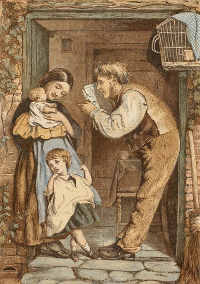 The Cottage Door, Father Playing with His Child by English School