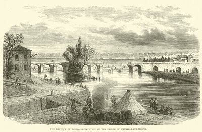 The Defence of Paris, Destruction of the Bridge of Joinville-sur-Marne, November 1870 by English School