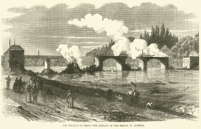 The Defence of Paris, the Burning of the Bridge of Asnieres, November 1870 by English School