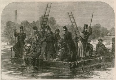 The Disaster on the Ice at Regents Park; Divers Searching for the Dead by English School