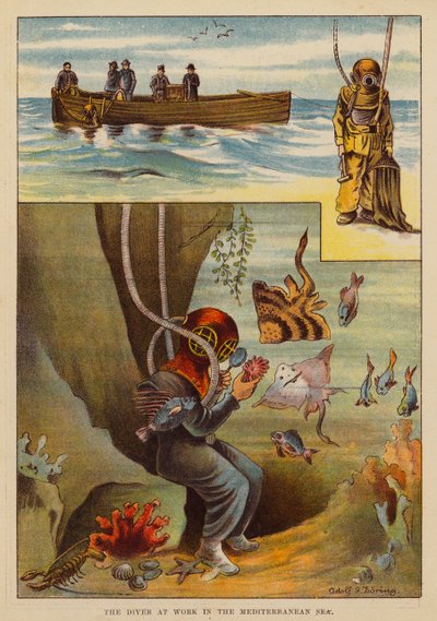 The Diver at Work in the Mediterranean Sea by English School