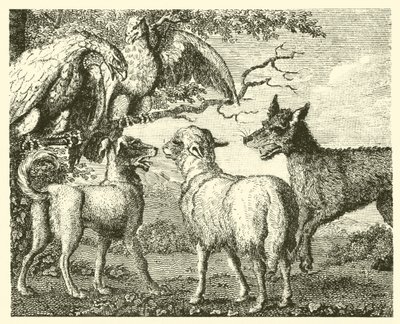 The dog and the sheep by English School