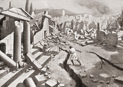 The earthquake at Sparta, ancient Greece, 464 BC, from Hutchinson