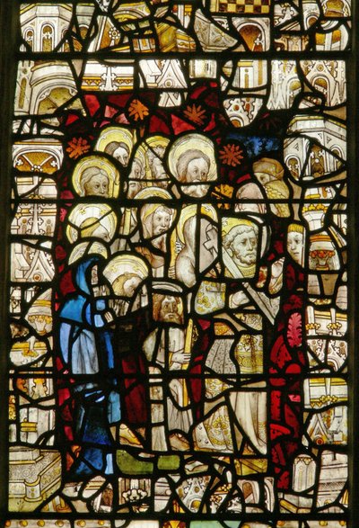 The east window depicting a procession: Candlemas or Corpus Christi by English School