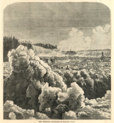 The fantastic ice-bridge at Niagara Falls by English School