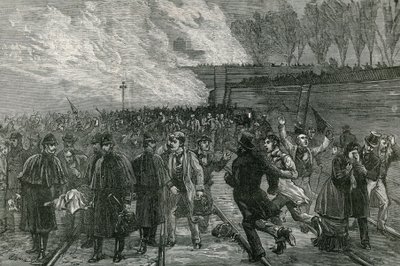 The fatal railway accident at Canonbury, bringing the wounded out of the tunnel by English School