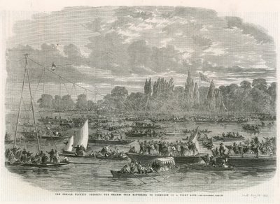 The Female Blondin Crossing the Thames from Battersea to Cremorne on a Tight Rope by English School