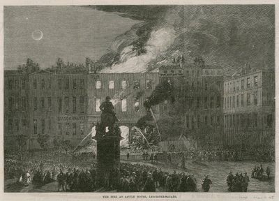 The fire at Savile House, Leicester Square, London by English School