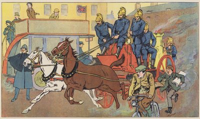 The fire engine dashing to the rescue by English School