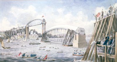 The Floating of the Last Span of the Royal Albert Bridge, Saltash by English School