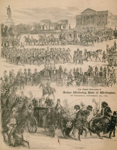 The funeral procession of Arthur Wellesley, the Duke of Wellington, on 18 November 1852 by English School