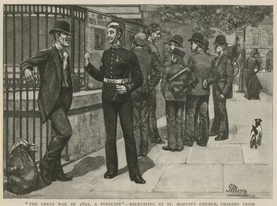 The great war of 1892, a forecast; Recruiting at St Martins Church by English School