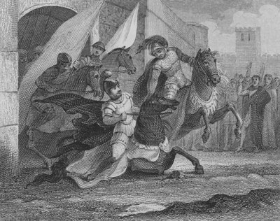 The Horse of Alboin, King of the Lombards, Falling as He Enters the City of Pavia, 572 by English School