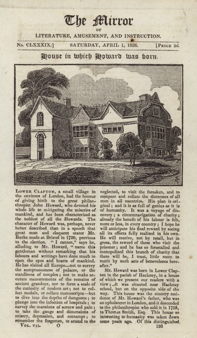 The House in Which John Howard Was Born by English School