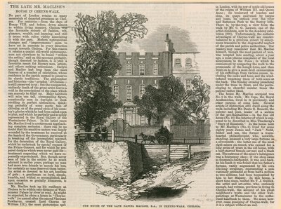 The house of Daniel Maclise in Cheyne Walk by English School